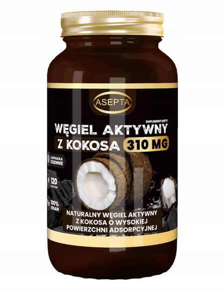 Asepta, Węgiel z kokosa 310 mg 120 kaps.