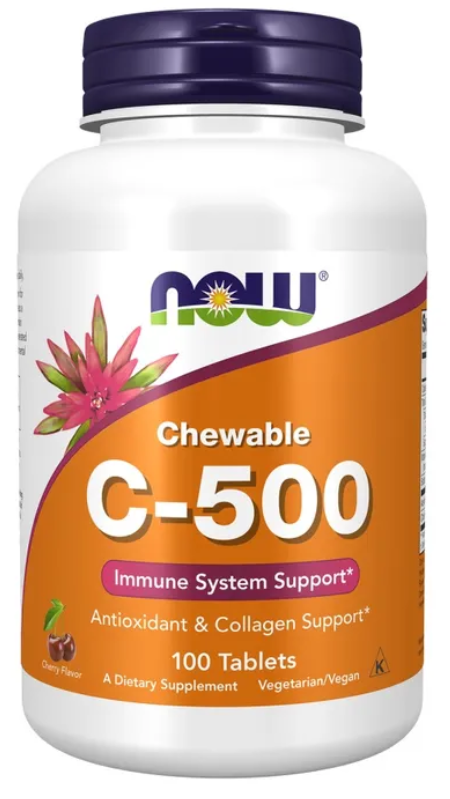 Now Foods Witamina C-500 do ssania CHERRY, 100 tabletek