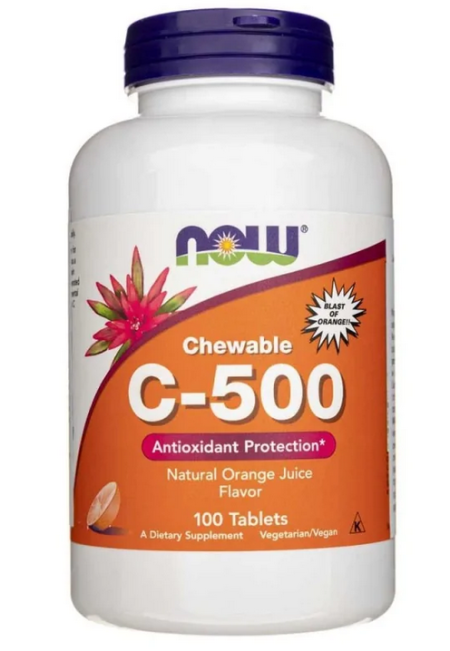 Now Foods Witamina C-500 do ssania ORANGE, 100 tabletek